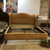 Custom Upholstered Nailhead Trim Wingback King Bed BEDS Mustard 89w91d58h
