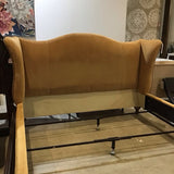 Custom Upholstered Nailhead Trim Wingback King Bed BEDS Mustard 89w91d58h