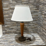 Mid Century Teak & Metal Pull-Chain Lamp TABLE LAMP 17d28h