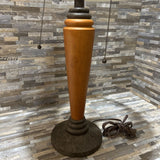 Mid Century Teak & Metal Pull-Chain Lamp TABLE LAMP 17d28h