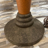 Mid Century Teak & Metal Pull-Chain Lamp TABLE LAMP 17d28h