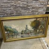 Mid Century Street Scene Signed ART WORK 55x31