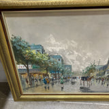 Mid Century Street Scene Signed ART WORK 55x31