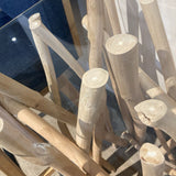 Natural Driftwood Style Base w/ Glass Top CONSOLE TABLE 49Wx16Dx30H