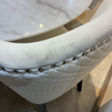 Velour w/ Quilted Back & Tack Head Trim DINING CHAIRS White 19Wx23Dx35H