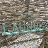 Free Standing LAUNDRY Sign ACCESSORIES Aqua 35Wx2Dx7H