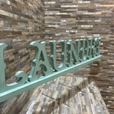 Free Standing LAUNDRY Sign ACCESSORIES Aqua 35Wx2Dx7H