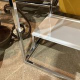 Chrome Frame Lacquer Finish 2-Tier SIDE TABLE White 22Wx24H