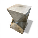 Faceted Wood Finish Plaster SIDE TABLE 12Wx17H