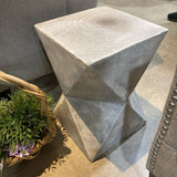 Faceted Wood Finish Plaster SIDE TABLE 12Wx17H