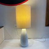 Ceramic Base w/ Elongated Linen Shade TABLE LAMP White 9Wx26.5H