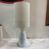 Ceramic Base w/ Elongated Linen Shade TABLE LAMP White 9Wx26.5H