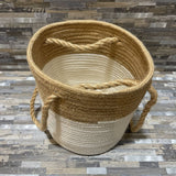 Woven Bucket Basket w/ Burlap Handles ACCESSORIES 9Wx9.5H base