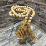 Wood Beads w/ Burlap Tassel Ends ACCESSORIES 60"
