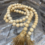 Wood Beads w/ Burlap Tassel Ends ACCESSORIES 60"