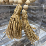 Wood Beads w/ Burlap Tassel Ends ACCESSORIES 60"