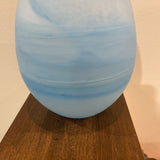 Frosted Art Glass Lidded Egg Bowl ACCESSORIES Blue 5Wx8H