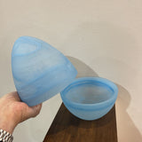 Frosted Art Glass Lidded Egg Bowl ACCESSORIES Blue 5Wx8H