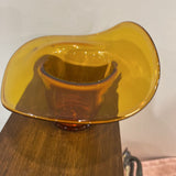 Amber Art Glass Top Hat Shaped Vase ACCESSORIES 6Wx5H
