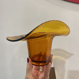 Amber Art Glass Top Hat Shaped Vase ACCESSORIES 6Wx5H