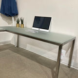 Room & Board Parsons Stainless Steel & Glass L-Shape DESKS 72w66d29h