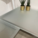 Room & Board Parsons Stainless Steel & Glass L-Shape DESKS 72w66d29h