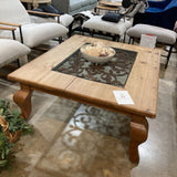 Rustic Wood w/ Glass Insert COFFEE/COCKTAIL TABLE 48w40d18h