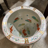 Large Porcelain Chinese Famille Rose Fishbowl Planter On Wooden Stand ACCESSORIES 16d24h