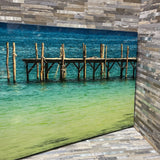 Vivid Coastal Pier Scene Print on Canvas ART WORK 39Wx19.5H