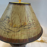 Frederick Cooper Fine Ceramic & Brass Base w/ Hand Painted Chinoiserie Shade TABLE LAMP 20Wx24.5H
