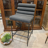 Denver Modern Vail Boucle Bar Height BAR/COUNTER STOOL Charcoal/Walnut 19.5w24d39h