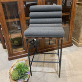 Denver Modern Vail Boucle Bar Height BAR/COUNTER STOOL Charcoal/Walnut 19.5w24d39h