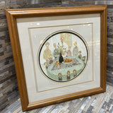 Amish Family Wood Framed ART WORK 17x17