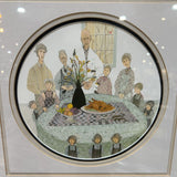 Amish Family Wood Framed ART WORK 17x17