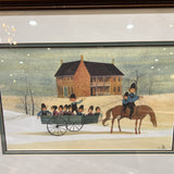 Amish Family Wood Framed ART WORK 23x18