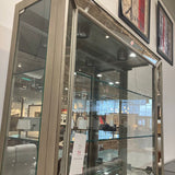 Pulaski Wide Hardwood Aged Silver Curio Display Cabinet CABINET 46w14d82h