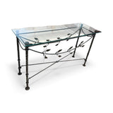 Wrought Iron Base w/ Glass Top CONSOLE TABLE 48.5w17d28h
