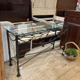 Wrought Iron Base w/ Glass Top CONSOLE TABLE 48.5w17d28h