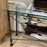 Wrought Iron Base w/ Glass Top CONSOLE TABLE 48.5w17d28h
