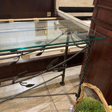 Wrought Iron Base w/ Glass Top CONSOLE TABLE 48.5w17d28h