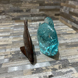 2pc Set Wood & Glass Fish Paperweights ACCESSORIES 1.5w6d3h