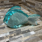 2pc Set Wood & Glass Fish Paperweights ACCESSORIES 1.5w6d3h