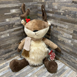 Peppermint Square Sitting Reindeer Plush HOLIDAY ITEMS 10w7d13h
