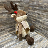 Peppermint Square Sitting Reindeer Plush HOLIDAY ITEMS 10w7d13h