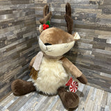 Peppermint Square Sitting Reindeer Plush HOLIDAY ITEMS 10w7d13h