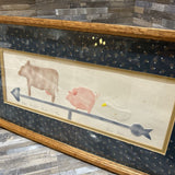 American Folk Art In Wood Frame ART WORK 21x11