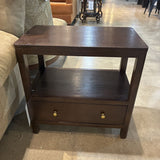 Wood Single Drawer NIGHTSTAND Dark Brown 24w14d24h