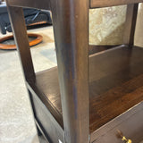 Wood Single Drawer NIGHTSTAND Dark Brown 24w14d24h