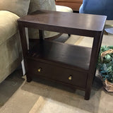 Wood Single Drawer NIGHTSTAND Dark Brown 24w14d24h