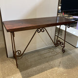 Rustic Wood Top w/ Wrought Cast Iron Legs CONSOLE TABLE 52Wx18Dx31H